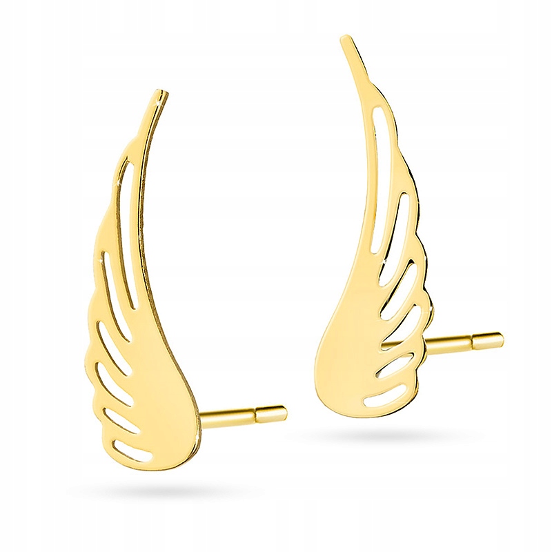 

Złote Kolczyki pr. 333 Skrzydła Wings Na Sztyft