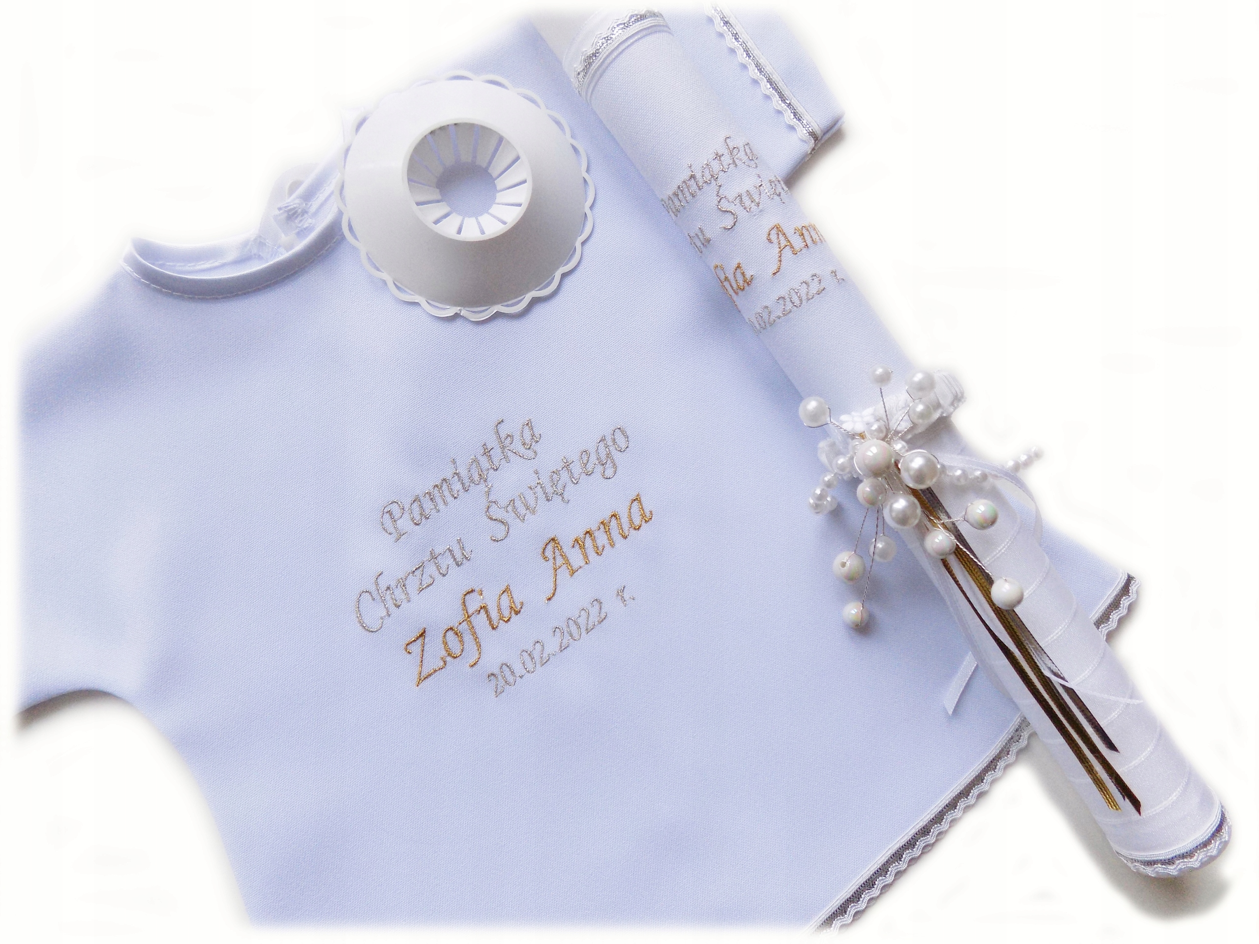 

Do Chrztu Biała Szatka Koszulka I Świeca Haft