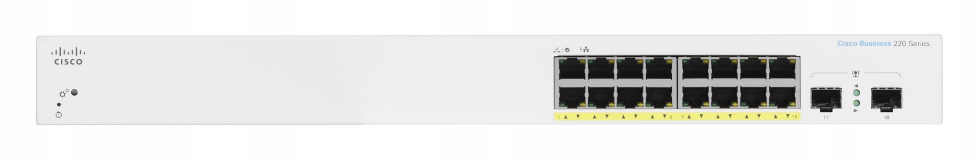 Cisco Business Switching CBS220 Smart 16-port Gigabit PoE 130W 2x1G Sfp