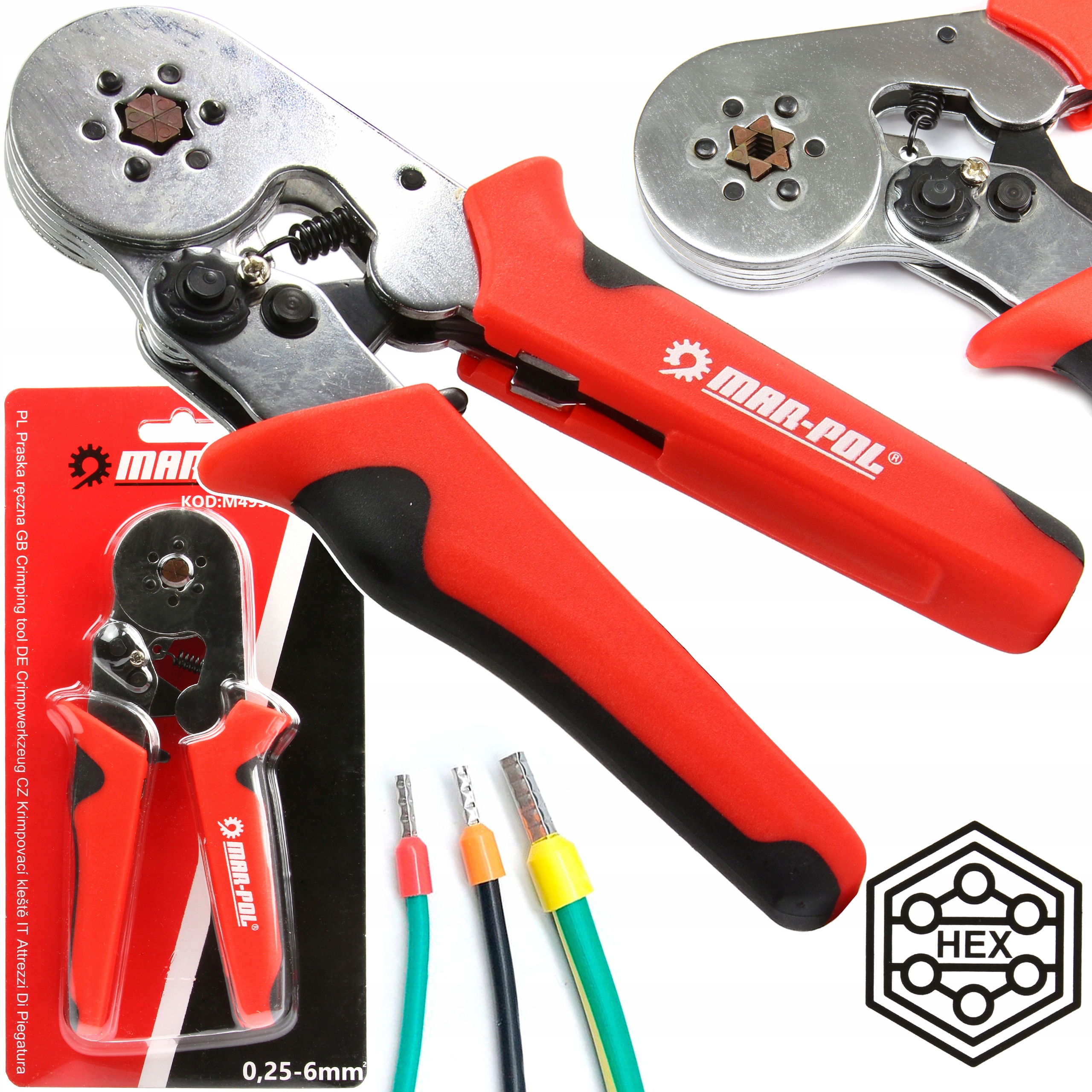 ZACISKARKA PRASKA DO KONEKTORÓW KOŃCÓWEK KABLI TULEJEK 6-kątna PRZEWODÓW