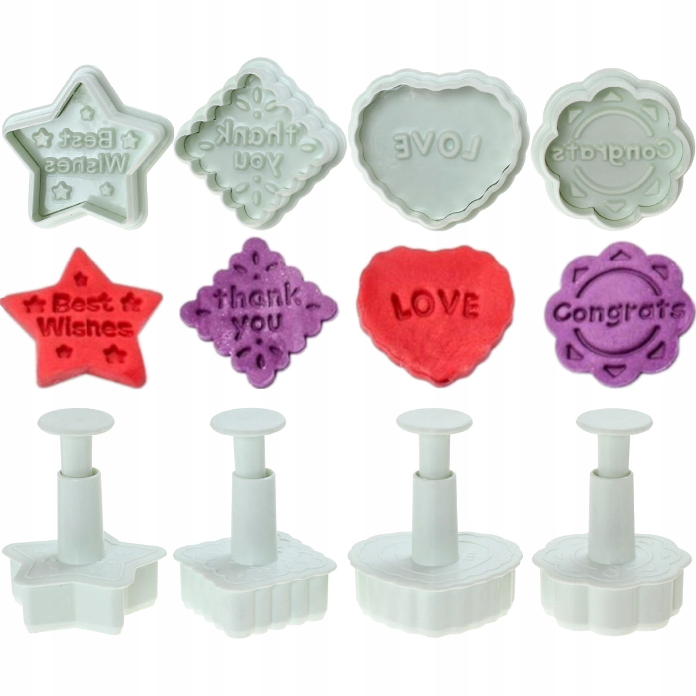 

Foremki wykrawacze wyciskane Napisy 4 szt.