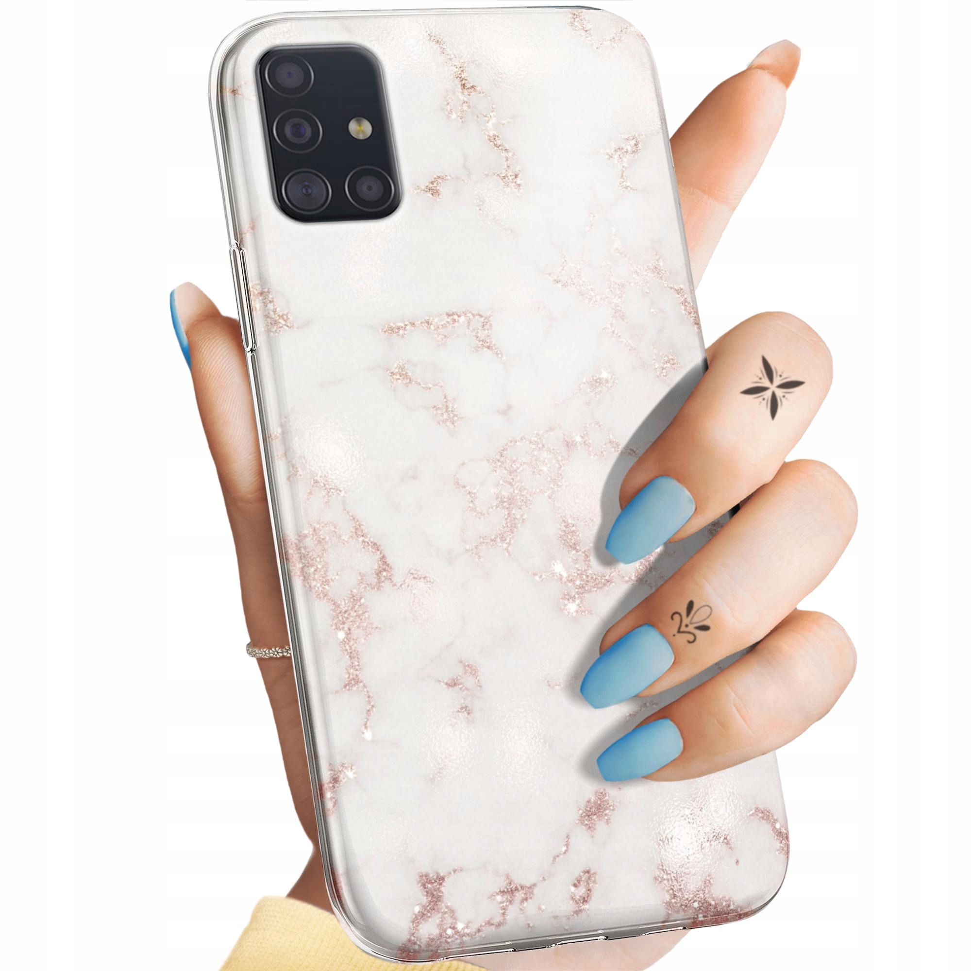 Etui Do Samsung Galaxy A51 Białe Kamień Kształty Obudowa Pokrowiec