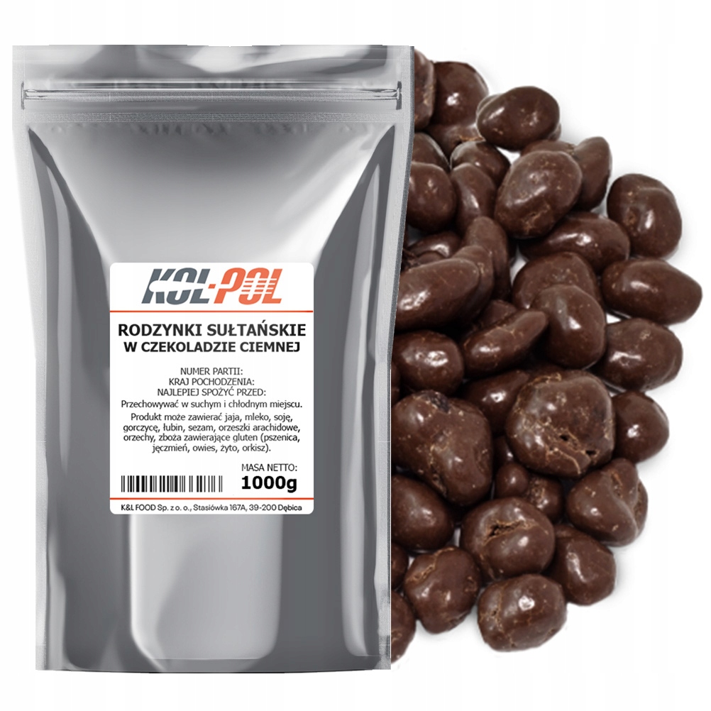 Rodzynki W Czekoladzie Gorzkiej 1kg Rodzynki sułtańskie jakość Kol-Pol