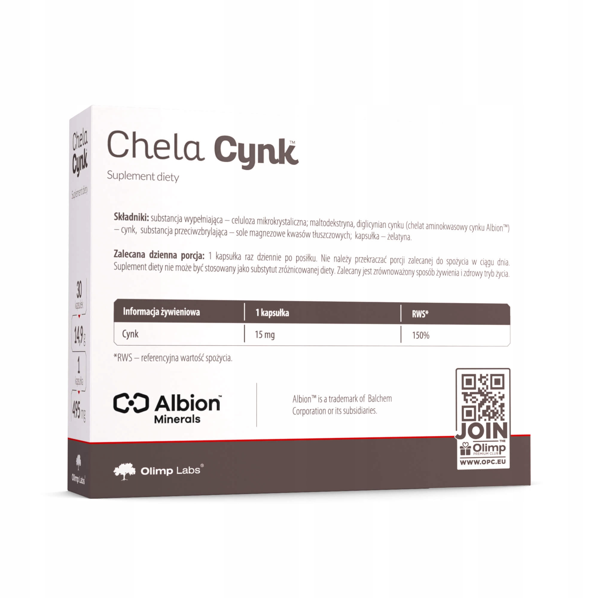 OLIMP CHELA-CYNK 30kaps CHELAT CYNKU ALBION Kod producenta 5901330003905