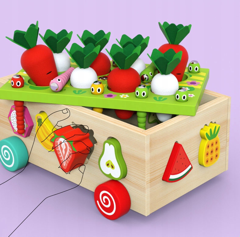 GRA LOGICZNA ZRĘCZNOŚCIOWA SORTER MARCHEWKI I ROBACZKI MONTESSORI Głębokość produktu 16.2 cm