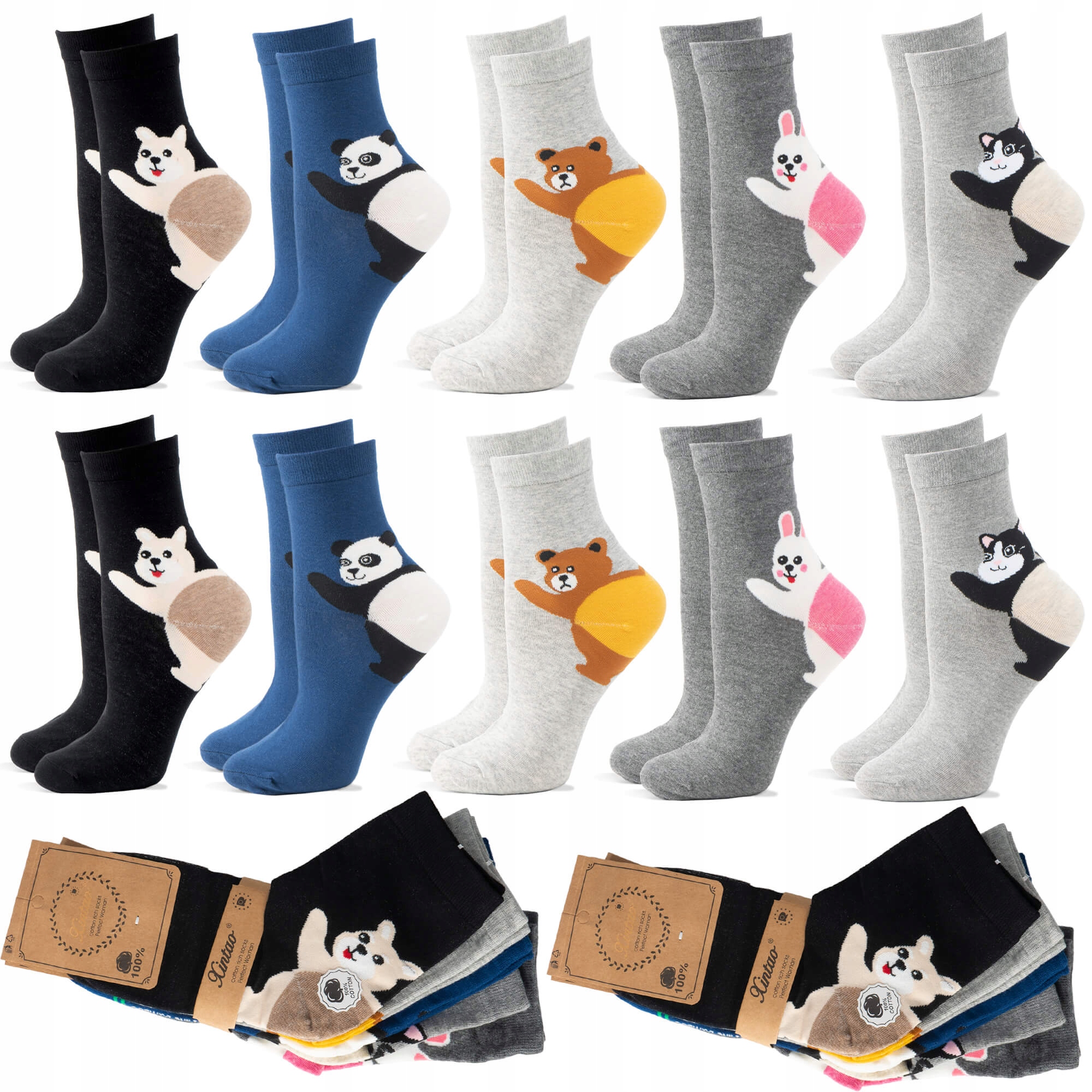 

10x Skarpety Damskie Długie Komfortowe Wzory 35-38