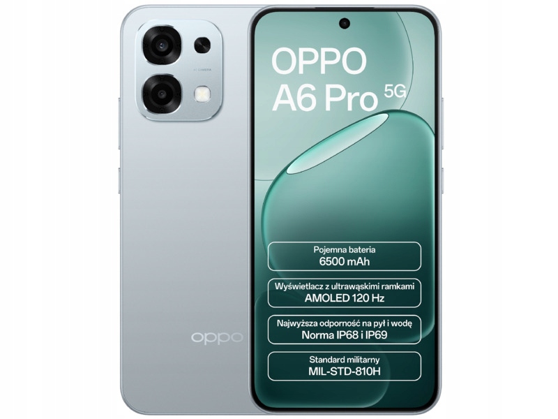 Smartfon Oppo A6 Pro 5G 8/256GB 6.57" 120Hz Srebrny