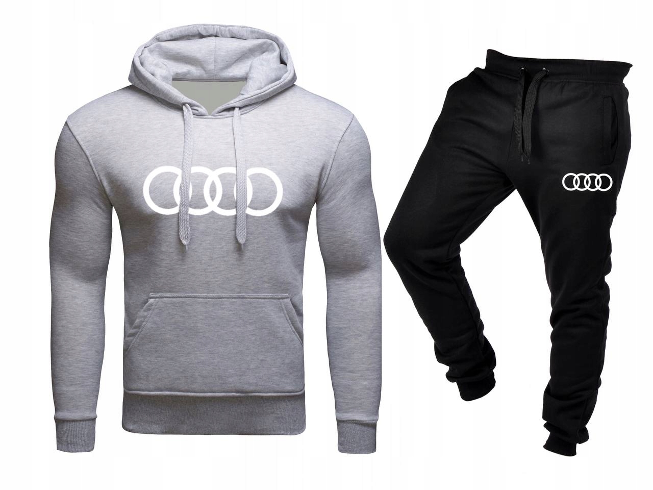 Tepláková Souprava Teplákovka Audi Mikina A Kalhoty Šedá Černá XL