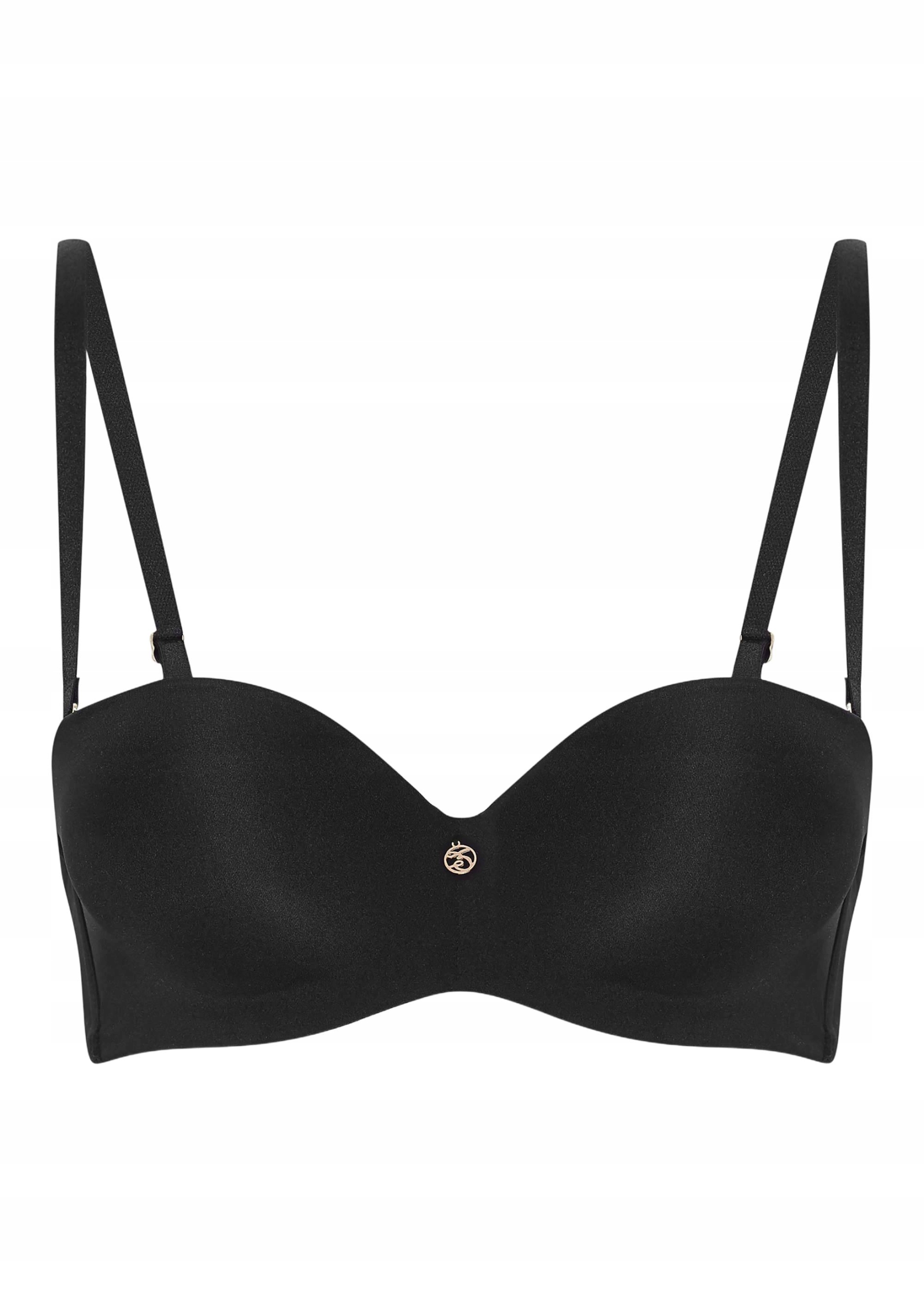 Biustonosz Bez Ramiączek Czarny Stanik Bardotka Push Up Esotiq 90C