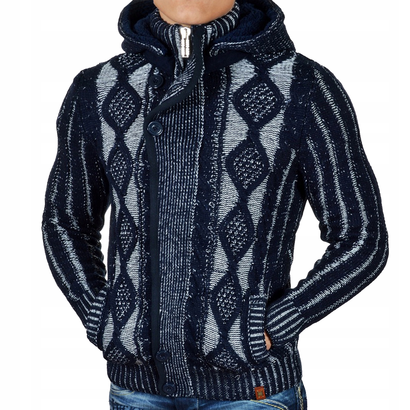 Silný teplý svetr Mikina Bunda s kapucí Cipo Baxx Stojka