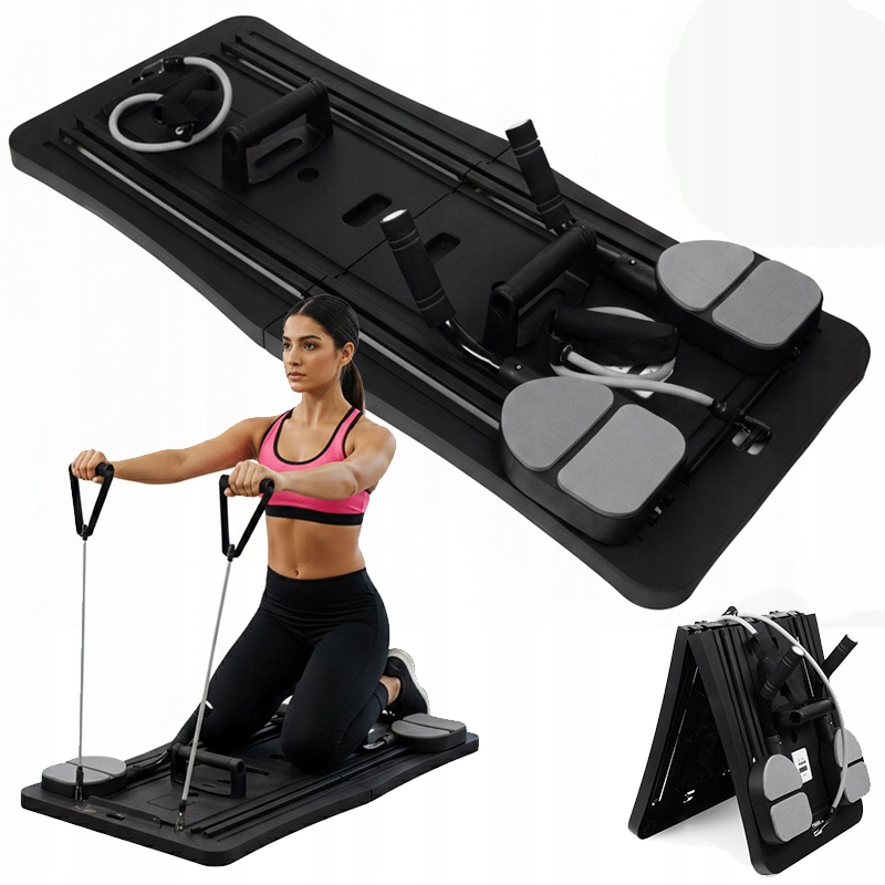 Deska Na Pilates Jógu Multifunkční Reformer Skládací Černá