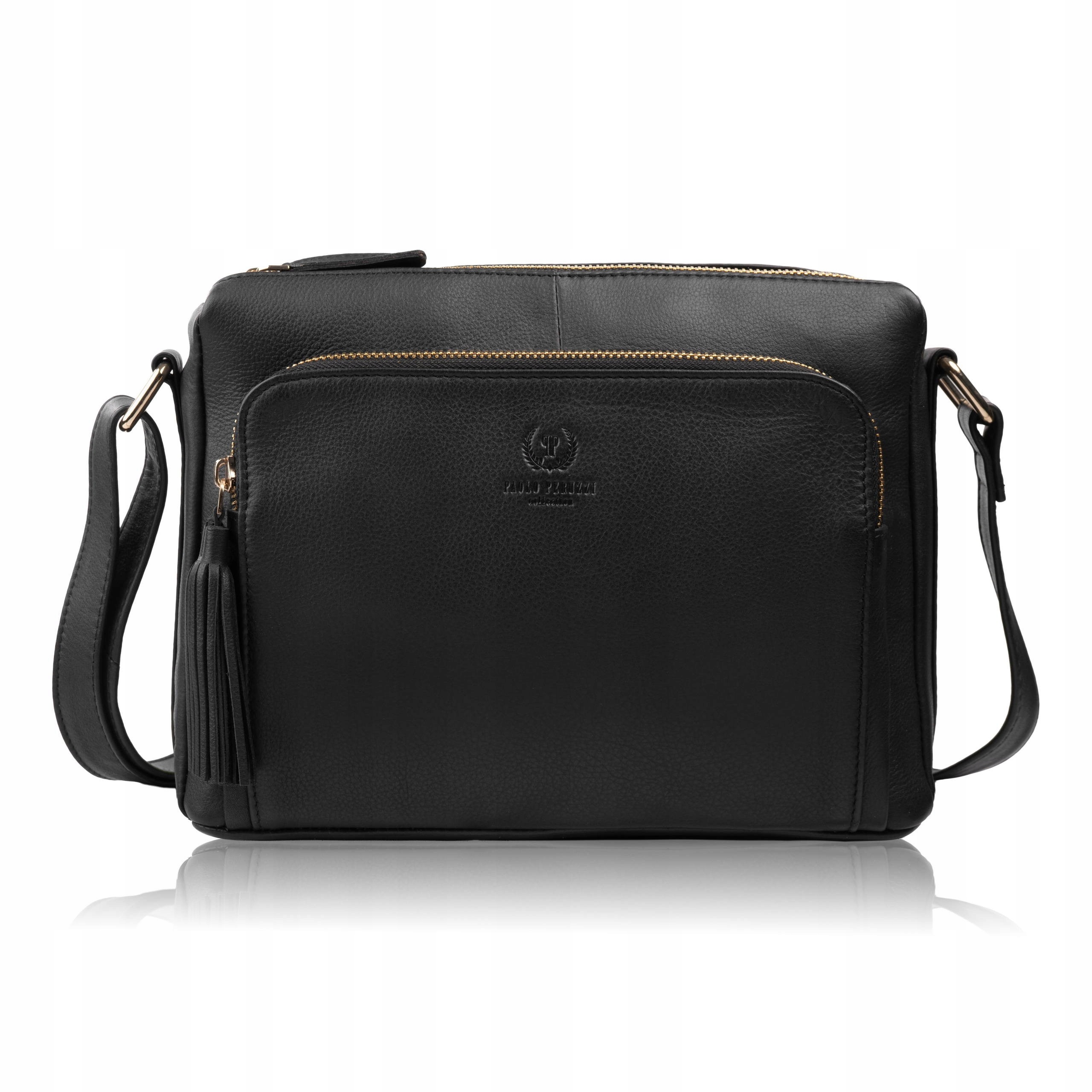 Dámská kabelka přes rameno kožená černá klasická prostorná Paolo Peruzzi