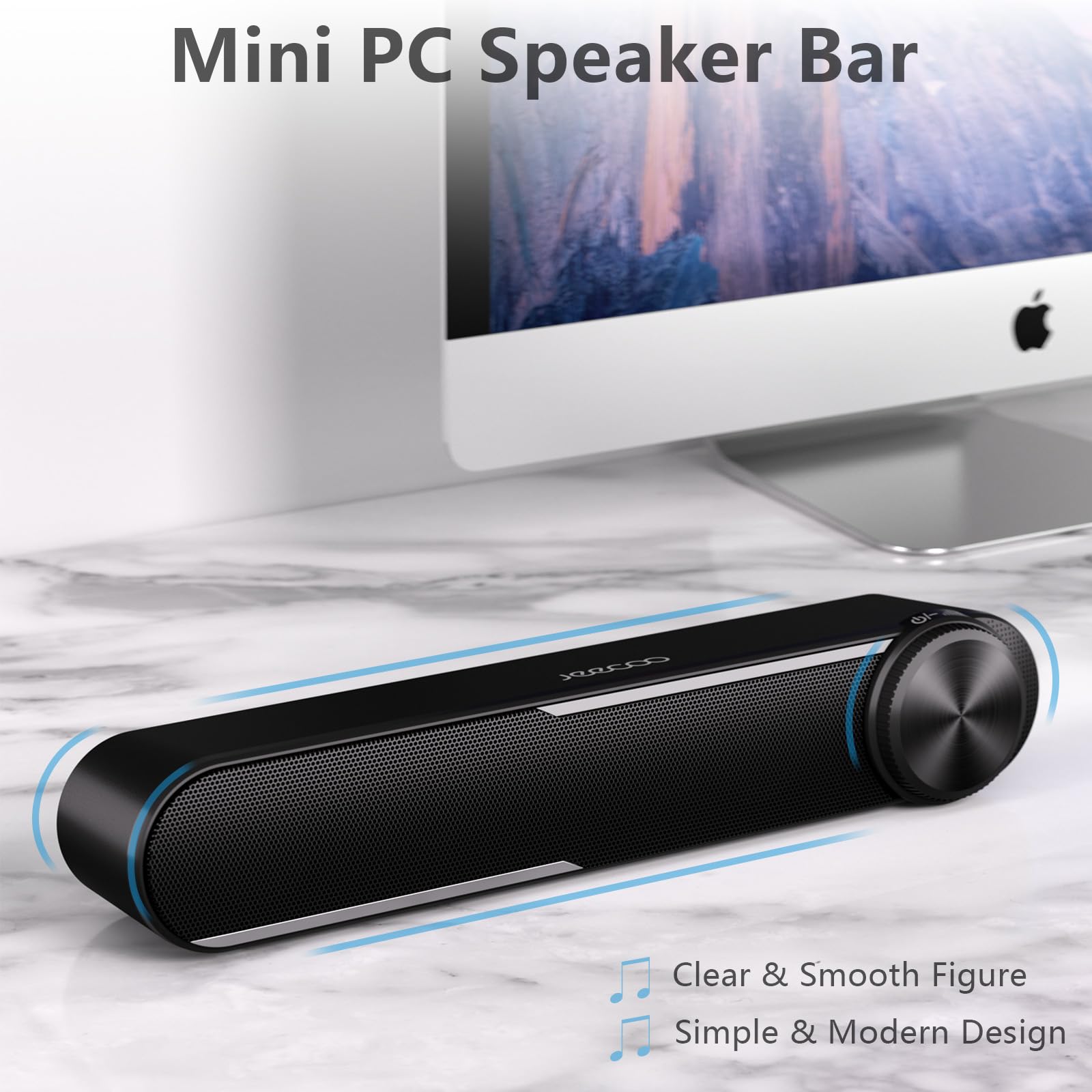 JECOO A30 GŁOŚNIKI KOMPUTEROWE USB DO PC LAPTOPA MONITORA TABLETU SMARTFONA — miniatura 3