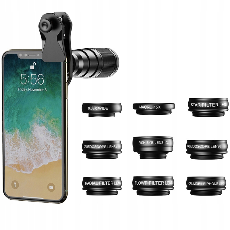 Objektivy pro telefon Apexel x22, objektiv s filtrem