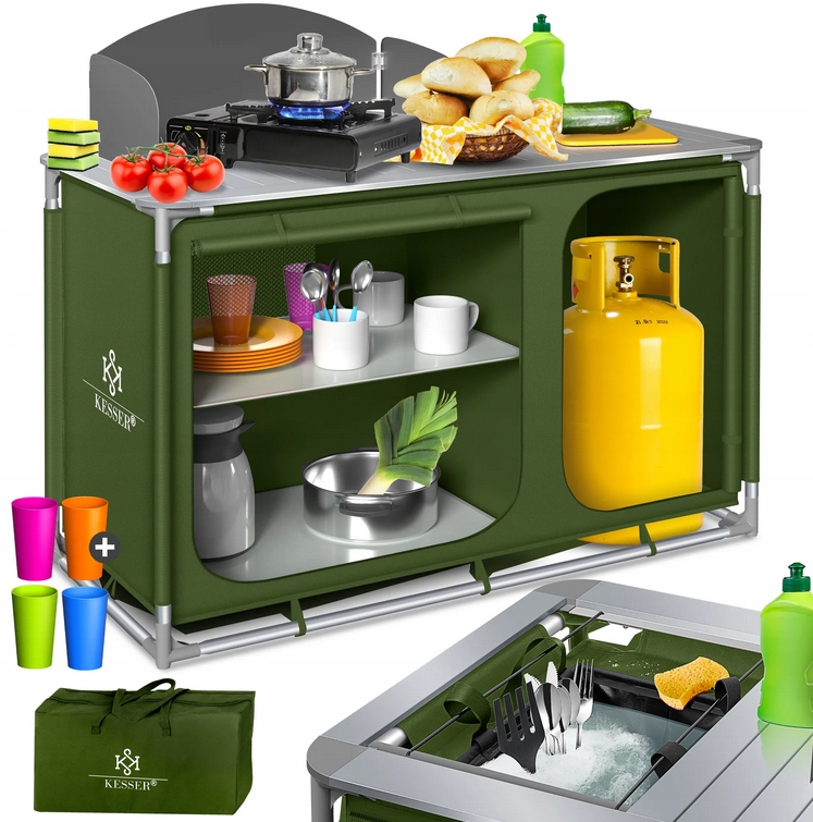 Kuchnia kempingowa Szafka wolnostojąca Kesser zielony 86 cm x 86 cm x 54 cm