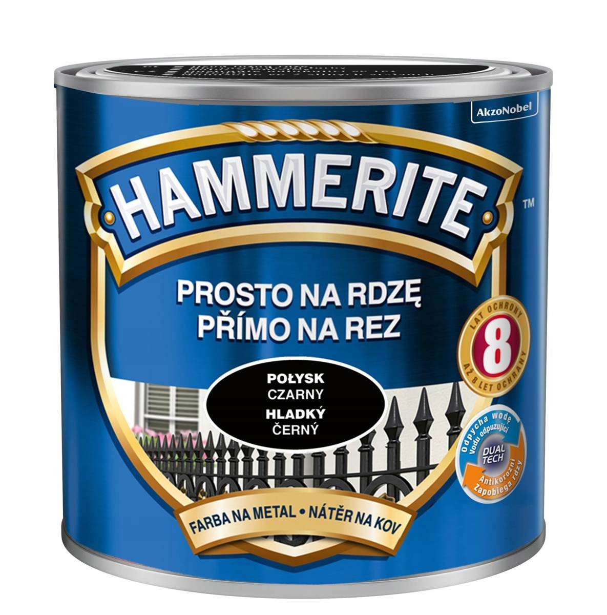 HAMMERITE Farba na rdzę 0,25L CZARNY POŁYSK