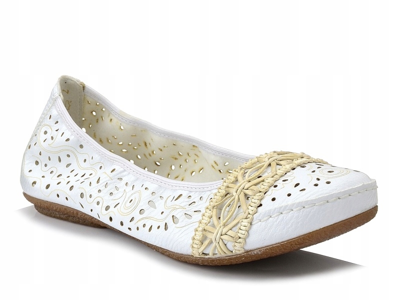 

Baleriny damskie Rieker 41466 płaskie białe 40