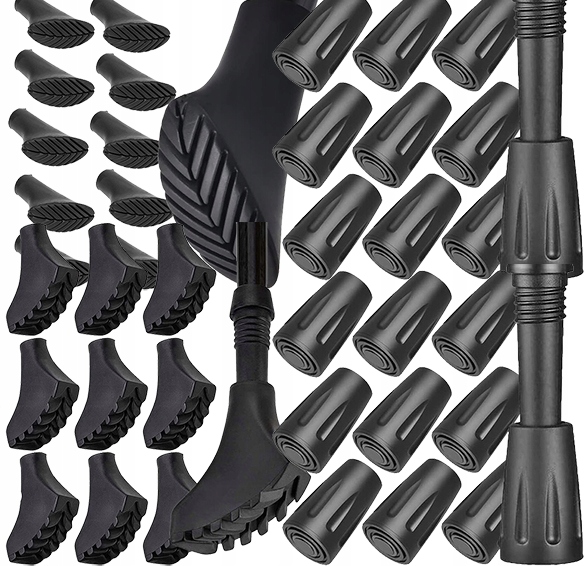 Nakładki końcówki gumowe do kijków Nordic Walking trekking zestaw 40 sztuk