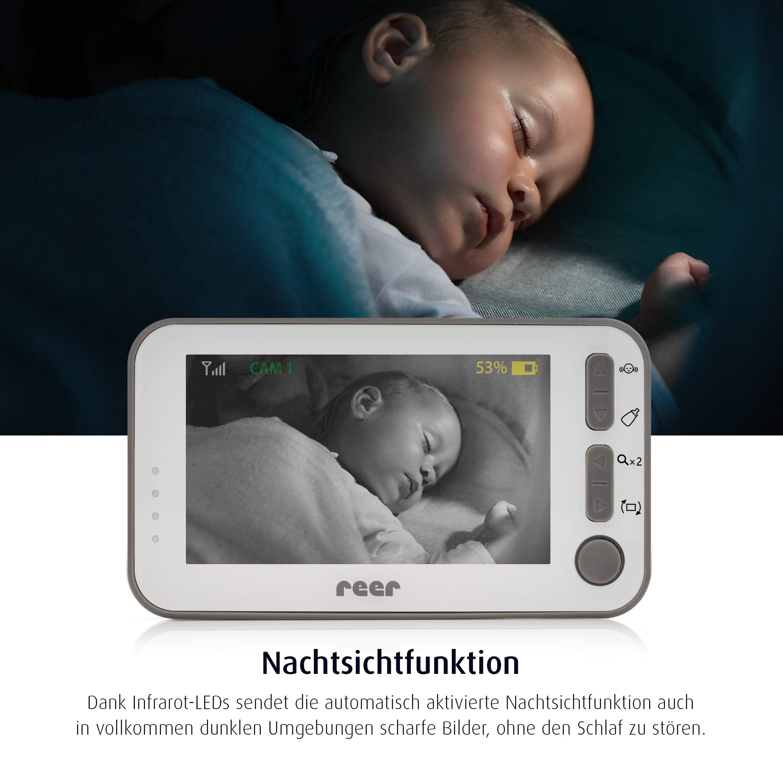 REER BabyCam Niania Elektroniczna 300m Kamera 43" Wyświetlacz — miniatura 4