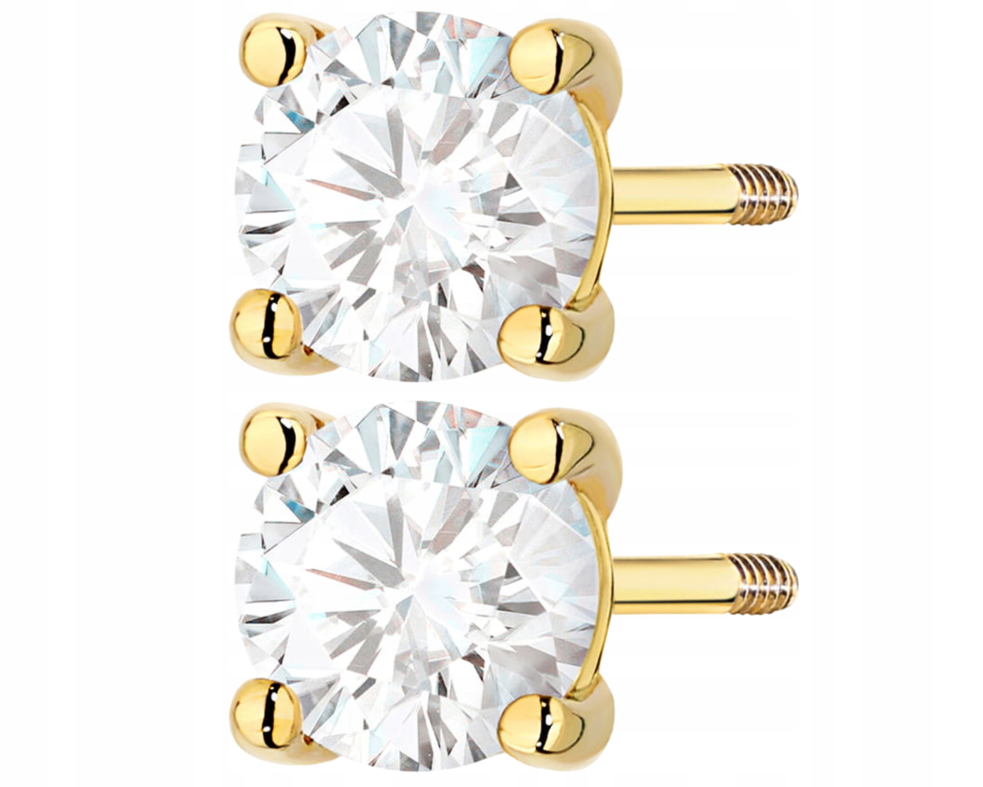 Zlaté Náušnice S Diamanty, Šroubovací Pízátek, Gravírování 585 Dárek Gravírování