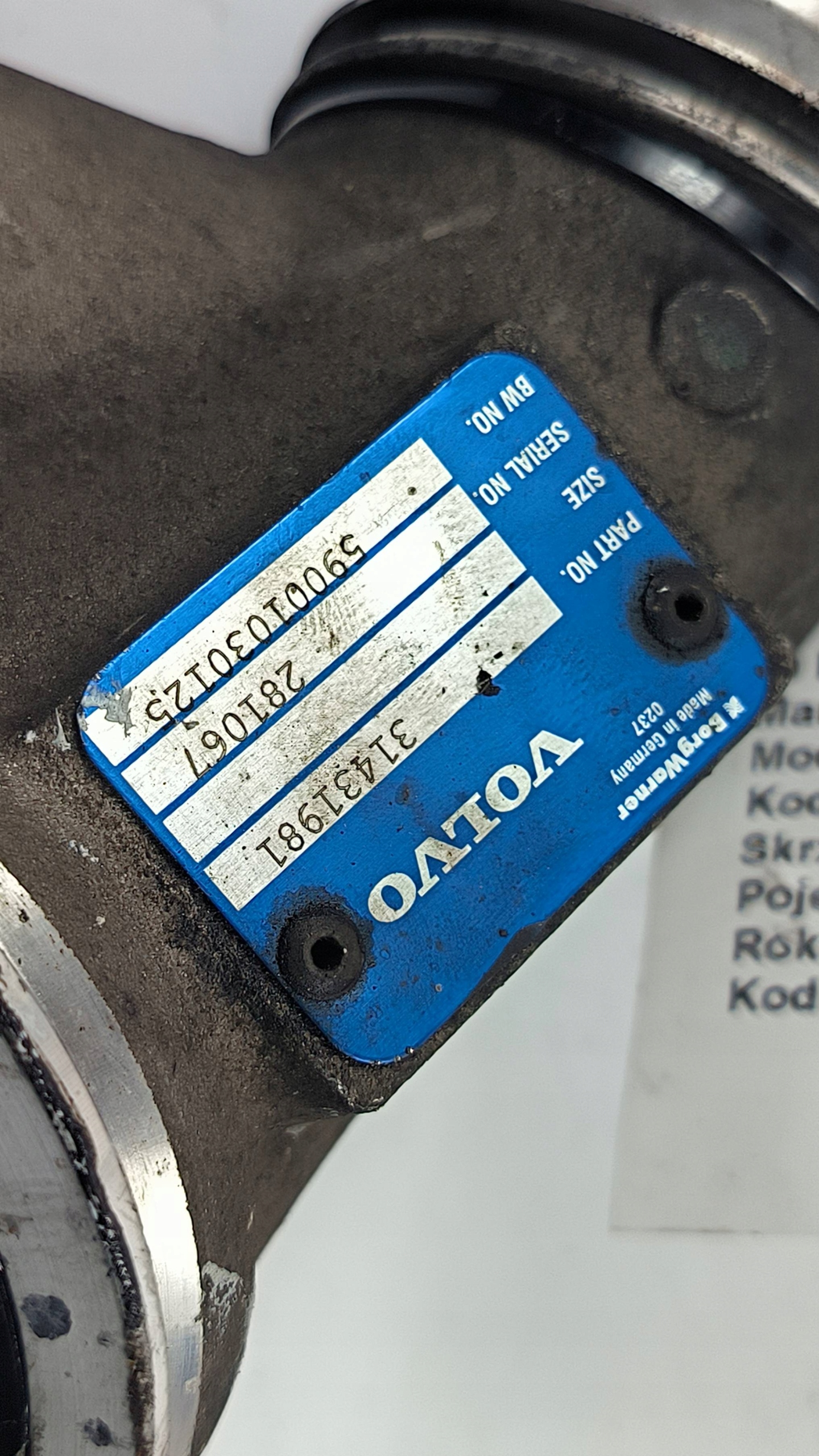 vedenie rúra RÚRA 31431981 VOLVO S90 II