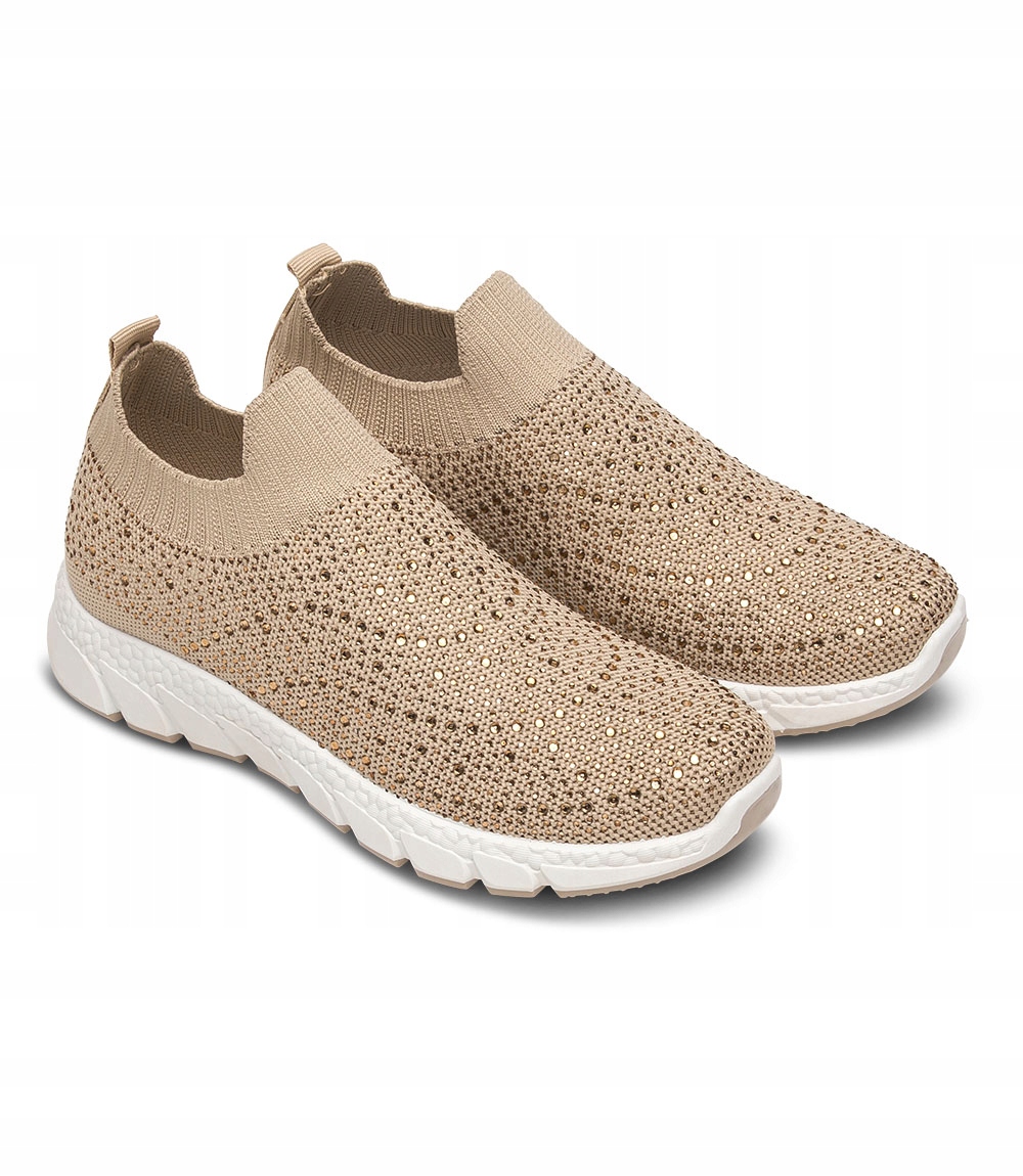 BUTY SPORTOWE Z CYRKONIAMI BEŻOWE 37 Rozmiar 37