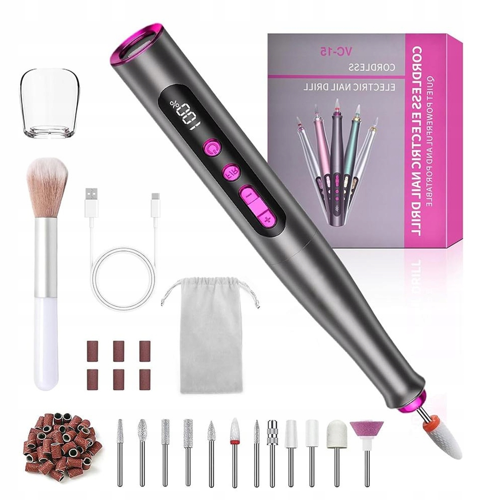 Elektrická Pilka Na Nehty 35000 Ot/min Lehká S Digitálním Displejem