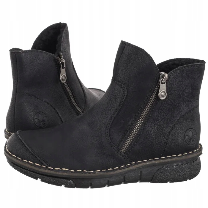 Boty Pohodlné Dámské Kotníkové Boty Zateplené Rieker Černé 73357-00 Black