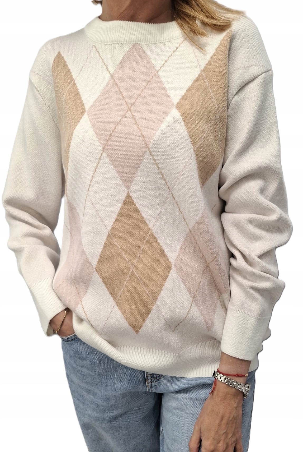 Cocomore Svetr Bluza v barvě Romby Bílá Camel Růžová Novinka
