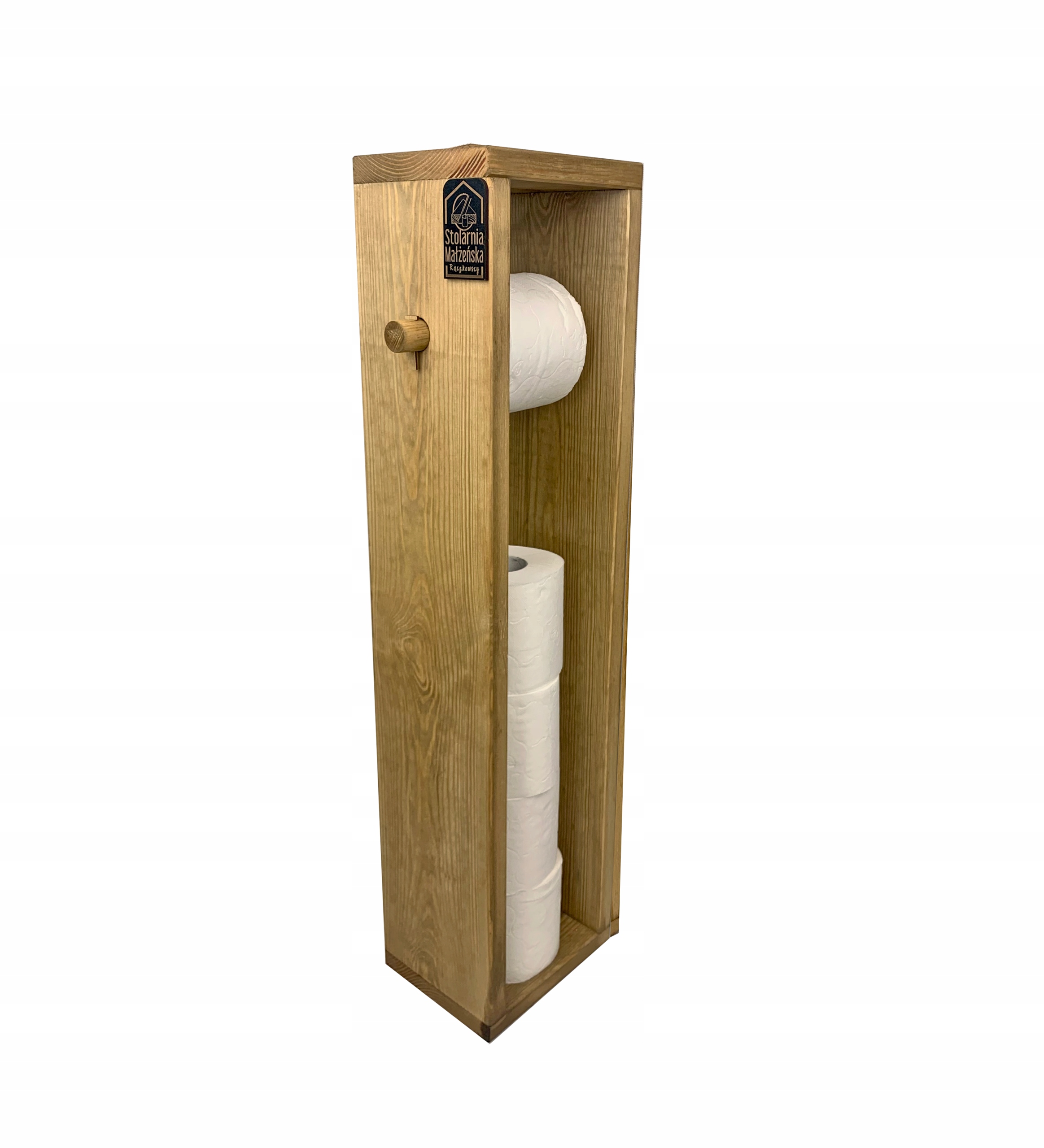 DREWNIANY STOJAK NA PAPIER TOALETOWY UCHWYT LOFT