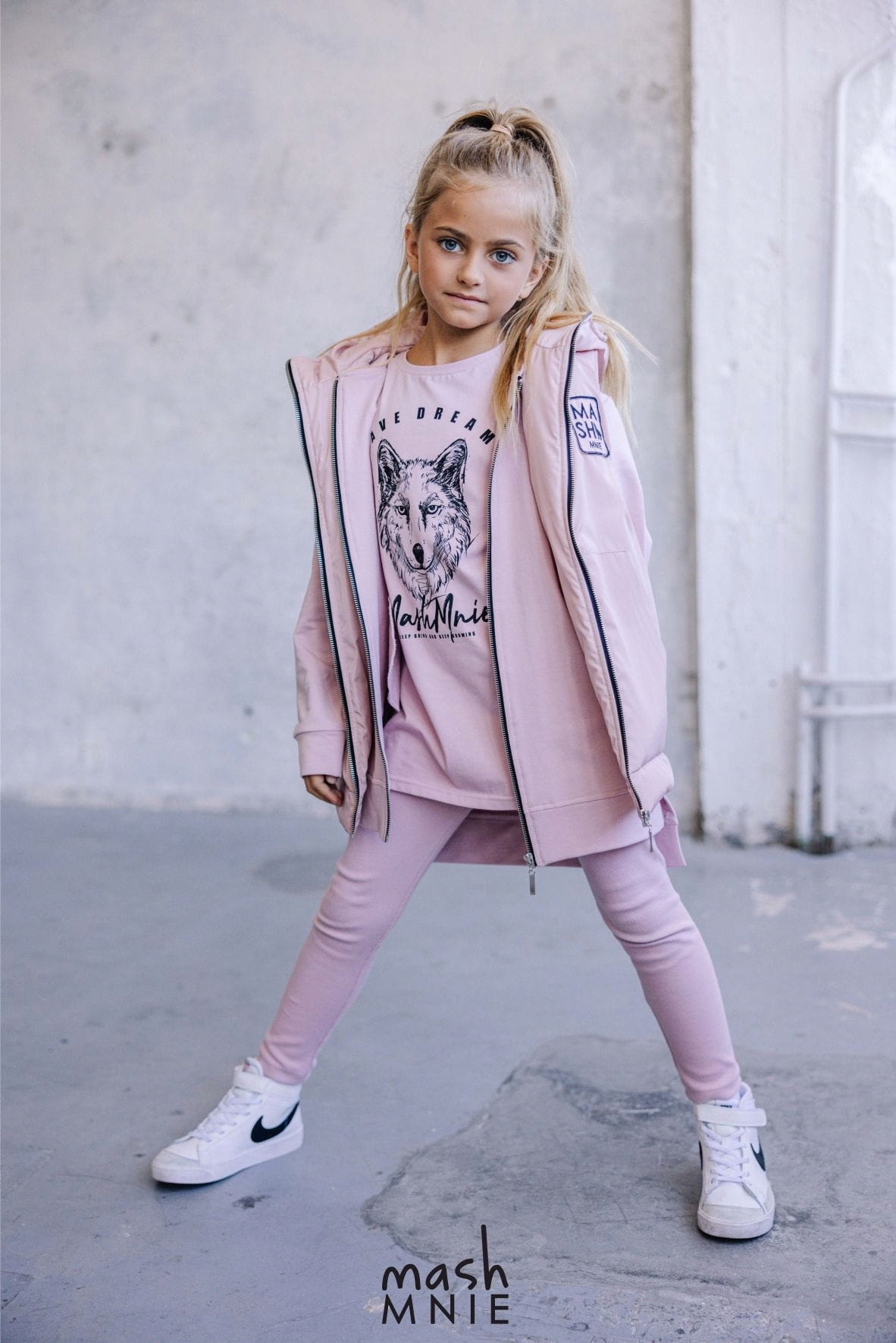 Różowa tunika t-shirt z wilkiem Mash MNIE 116/122 Marka Mashmnie