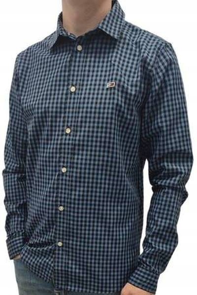 Tommy Hilfiger pánská košile S modrá kostkovaná bavlna organická regular