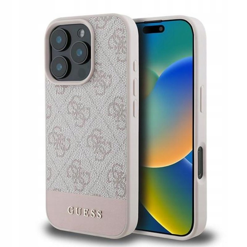 Pouzdro Guess pro iPhone 16 Pro Max, 4G Bottom Stripe Originální Módní Růžové