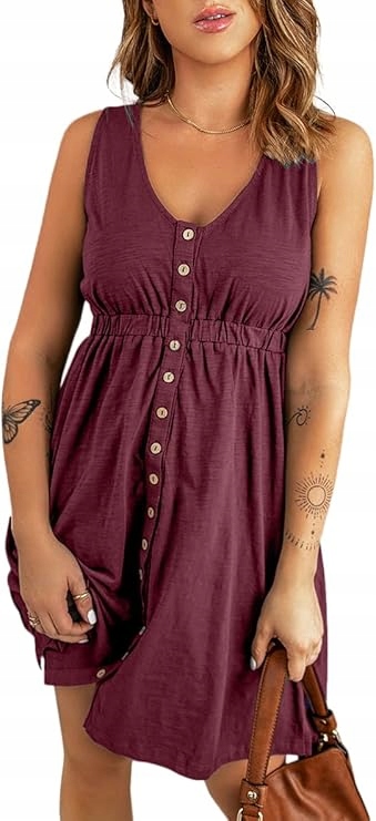 Dámské lehké letní Šaty Supersun s knoflíky, červené Velikost S