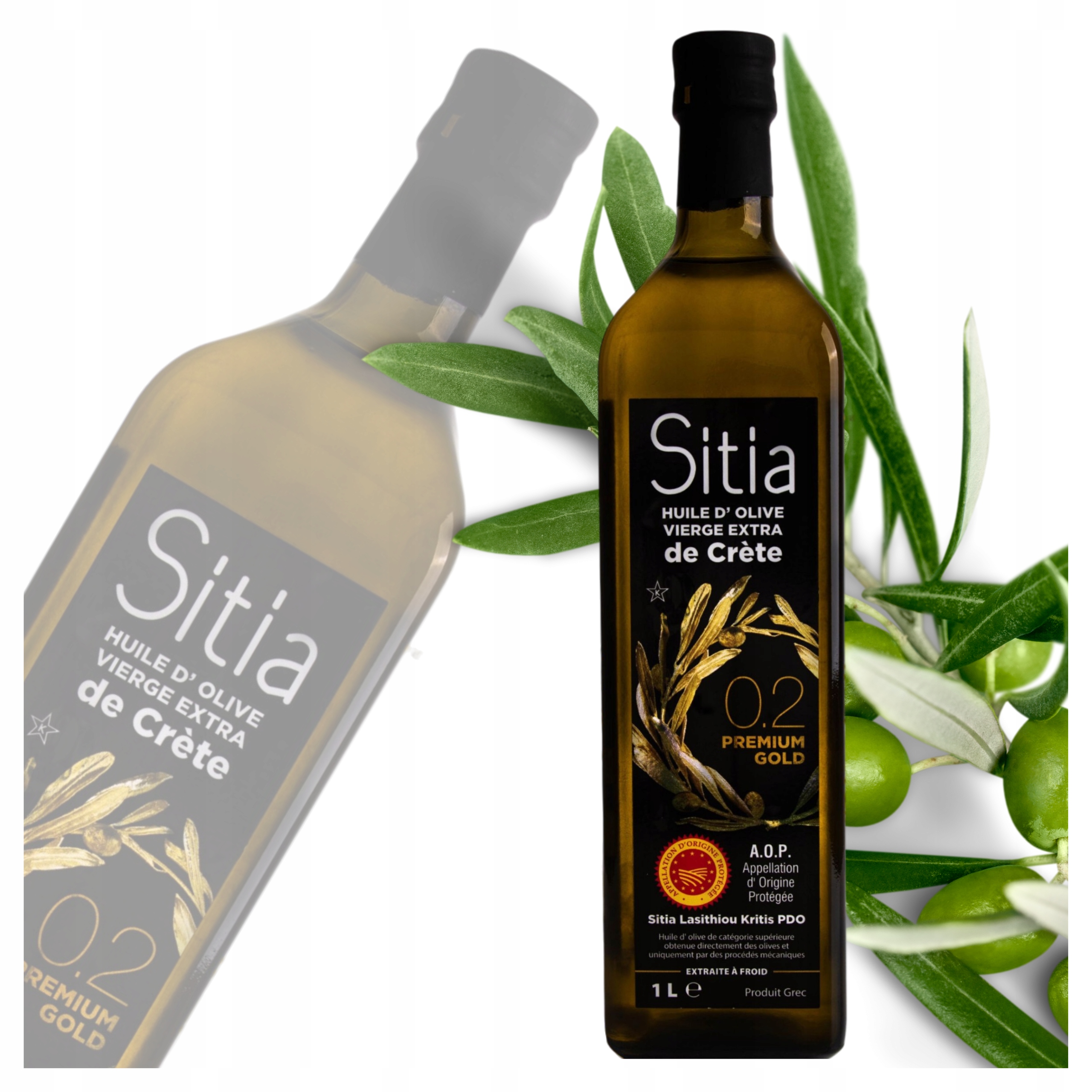 Levně Extra Panenský Olivový Olej 1 L Řecká Sitia 0,2% Prémiová Krtčí Láhev