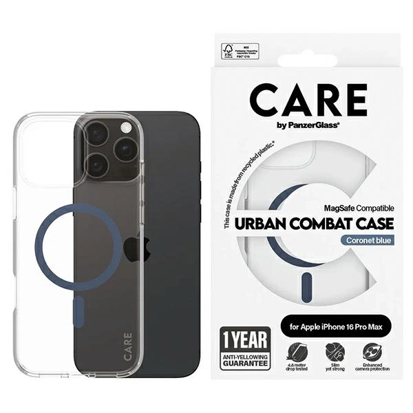 Pouzdro Care by PanzerGlass Flagship Case MagSafe pro iPhone 16 Pro Max, modré