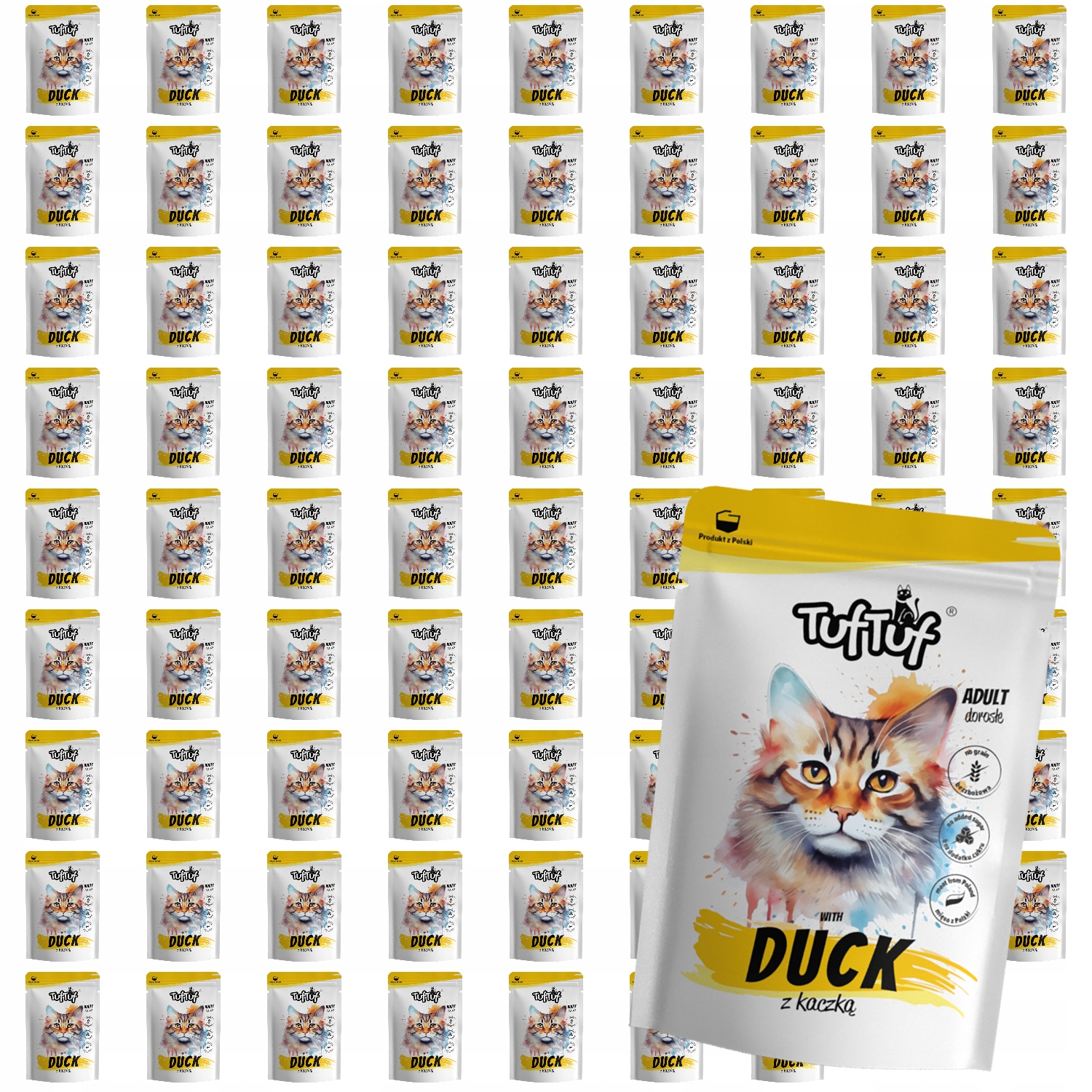 Levně Mokré Krmivo Pro Kočky TufTuf Kapsička mletá s kachnou Set 80x100g