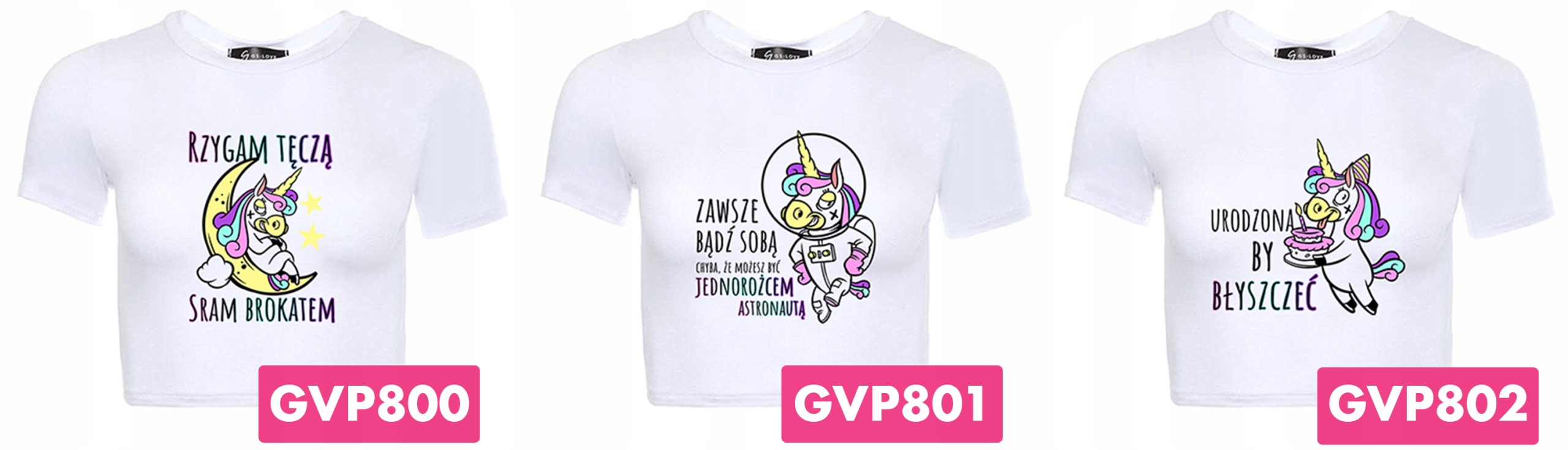 Krótka Koszulka Damska Unicorn RZYGAM TĘCZĄ Wz - L Wzór dominujący print (nadruk)