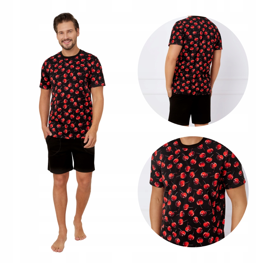 Pánské pyžamo s krátkým rukávem a krátkými kalhotami Cherry XL Italian Fashion