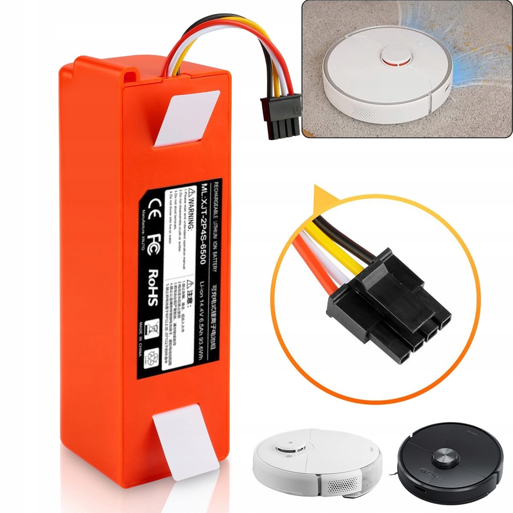 14,4 V 6500 Mah Akumulátor Baterie Pro Xiaomi Roborock Vysávání S50/S51/S55