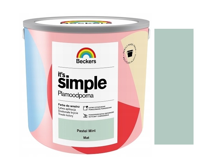 Beckers It`s Simple Plamoodporna Farba Do Ścian I Sufitów Pastel Mint 5L
