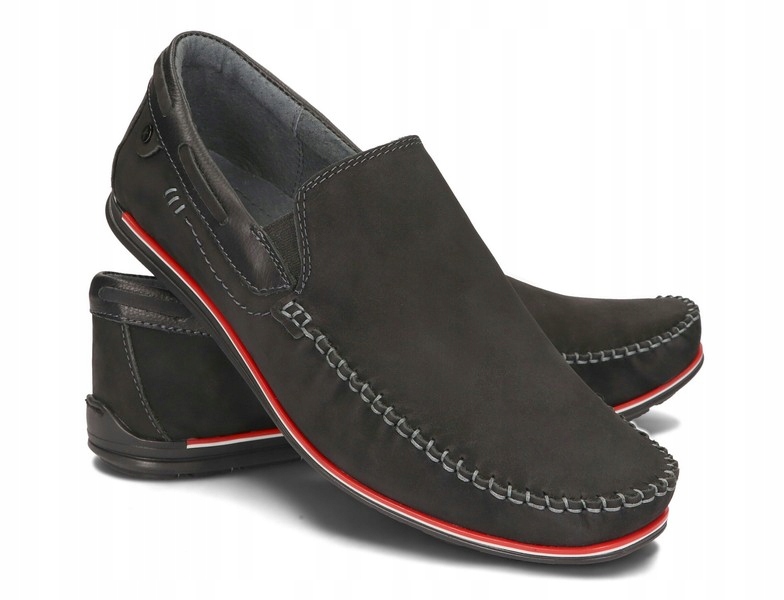 MOKASYNY BUTY MĘSKIE CASUAL SKÓRA K920 CZARNY 42