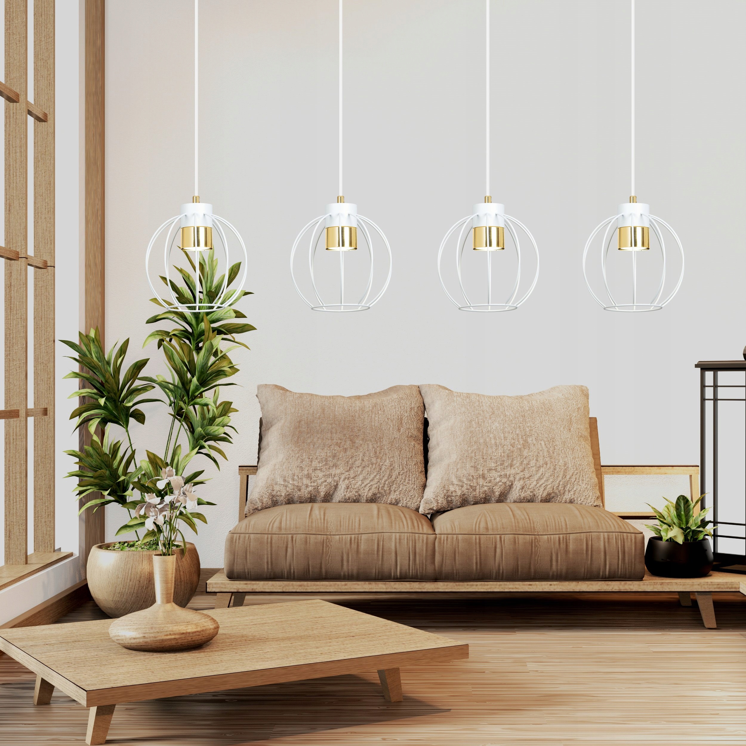 Závesné nastaviteľné osvetlenie, biele prelamované tienidlá, lampa do jedálne Ajax