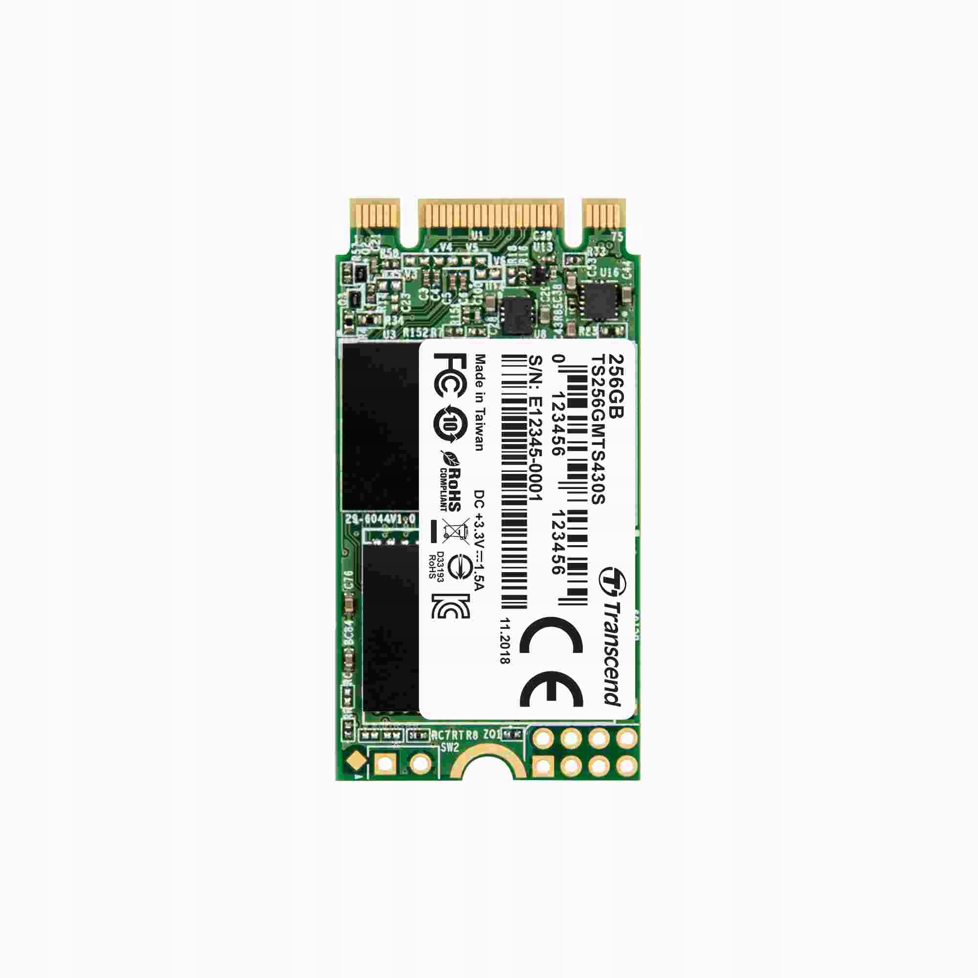Transcend Industrial Ssd MTS430S 256GB, M.2 2242, Sata III 6 Gb/ s, …