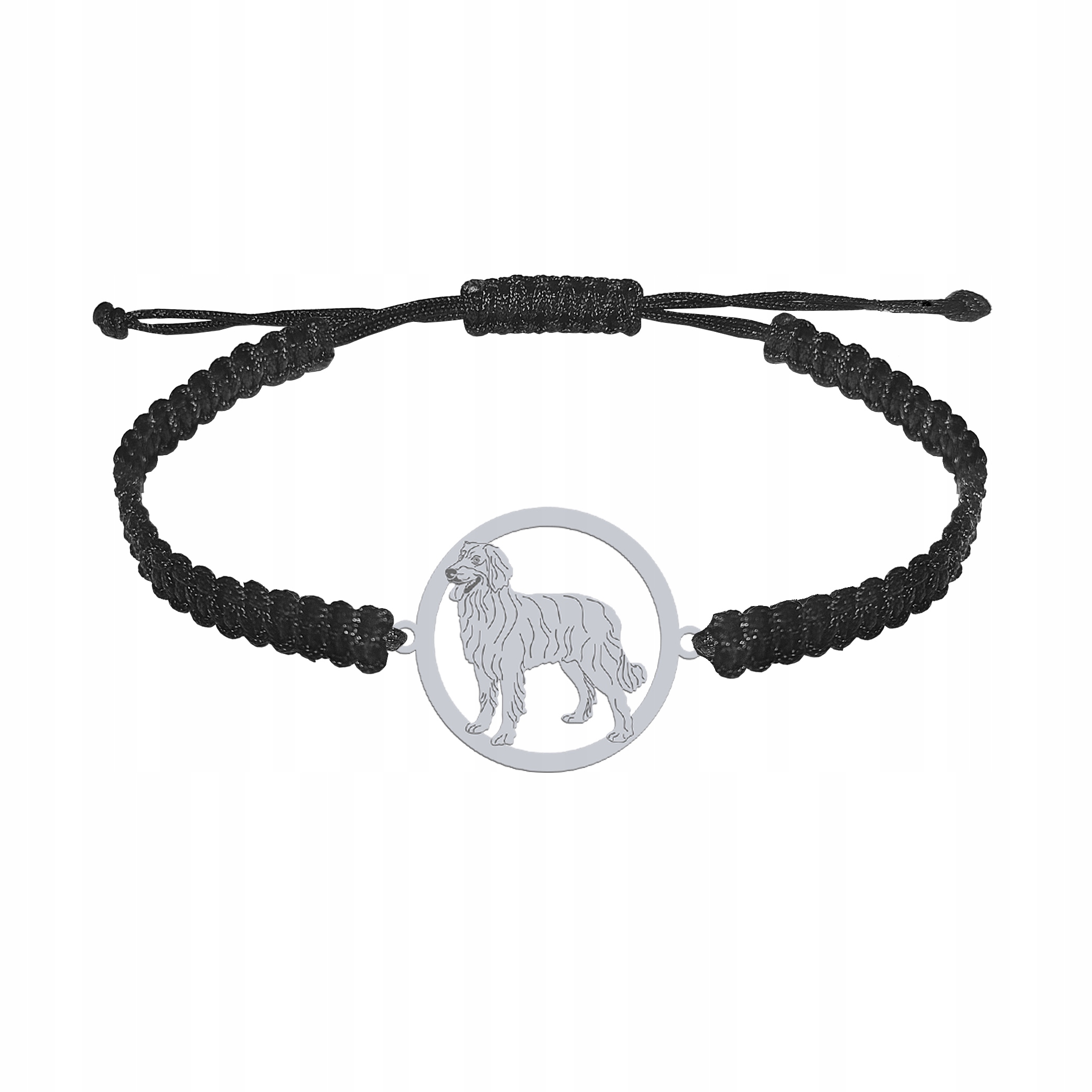 Stříbrný náramek z Hovawartu 925 Dárek Žena Makramé Gravírování Dedikace