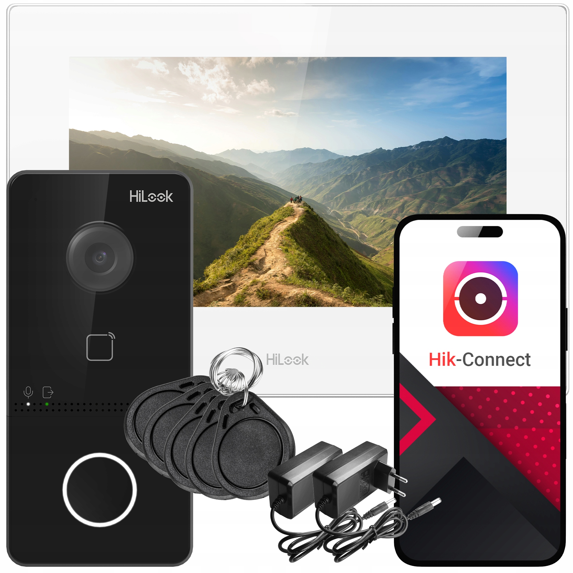 Wideodomofon HiLook IP-VIS-SLIM FullHD Hik-Connect WIFI PoE Czytnik Breloki