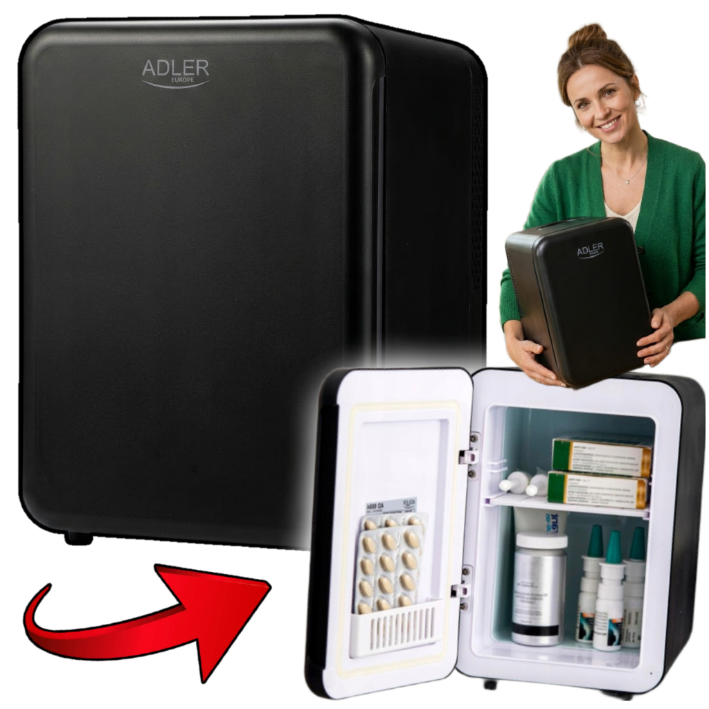 Mini Lodówka Turystyczna Przenośna Mała Samochodowa Na Kosmetyki 4L 2w1