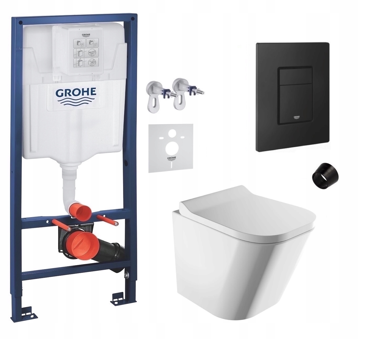 Podomietkový Wc set Grohe s miskou Fontana a tlačidlom čierny mat Fresh