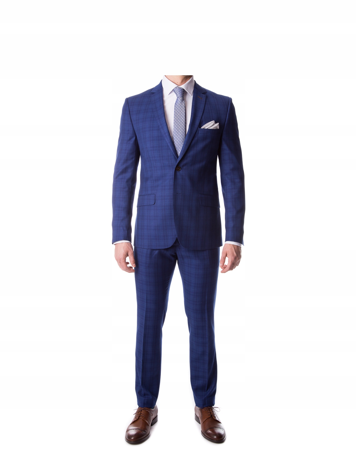 Garnitur męski jednorzędowy atramentowy w krate Slim 182/100/86