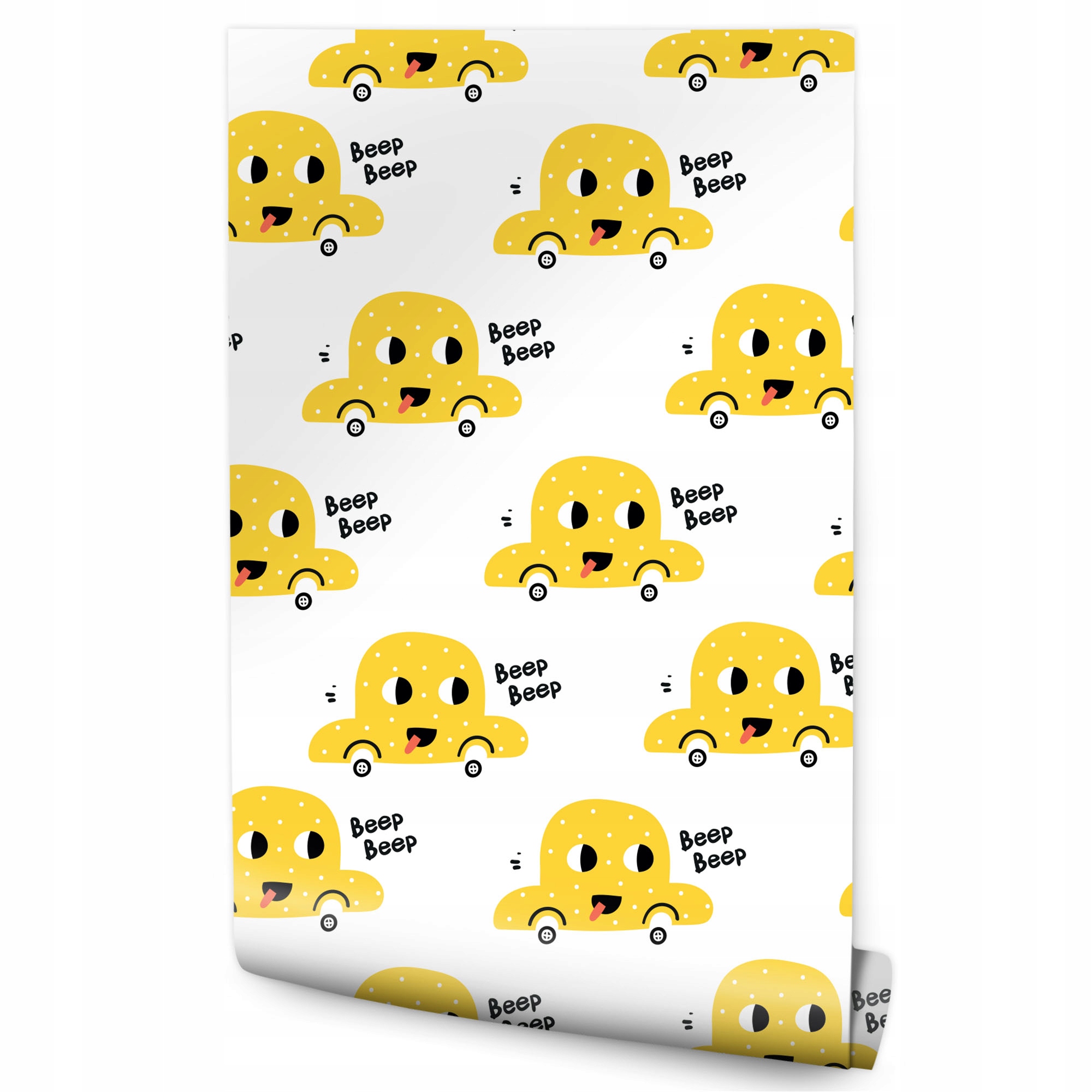 Tapeta na zeď pro děti žlutá autíčka vozidla